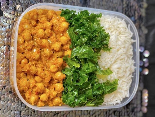 Masala Chickpea With Rice and Greens (Vegan) - haadishealthymeal