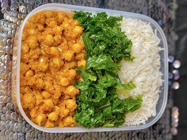 Masala Chickpea With Rice and Greens (Vegan) - haadishealthymeal